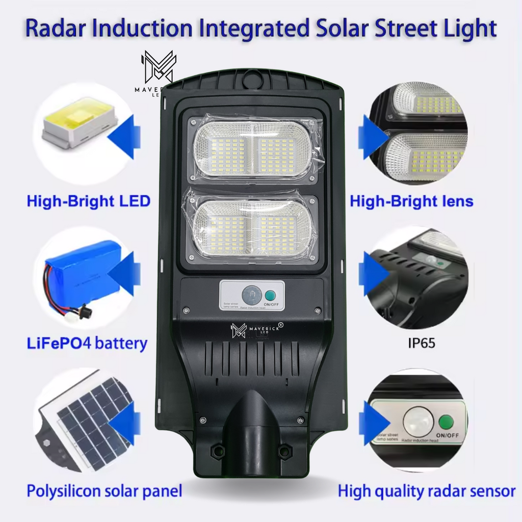 80W Solar Street Light with Motion Sensor Dusk to Dawn Outdoor LED