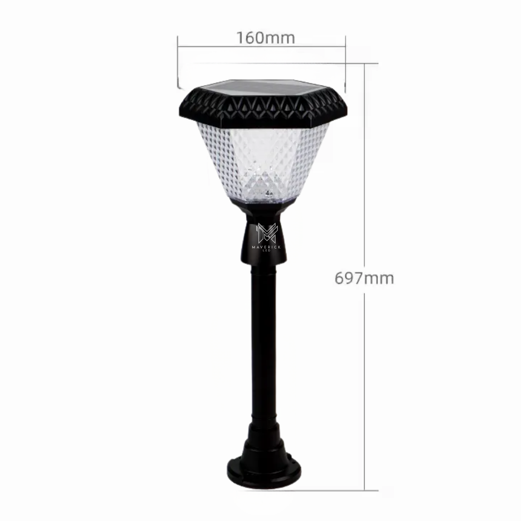 Solar Gate Light Pole Mount | 1000LM, IP65, PIR & Flat Base