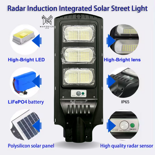120W Solar Street Light with Motion Sensor Dusk to Dawn Outdoor LED