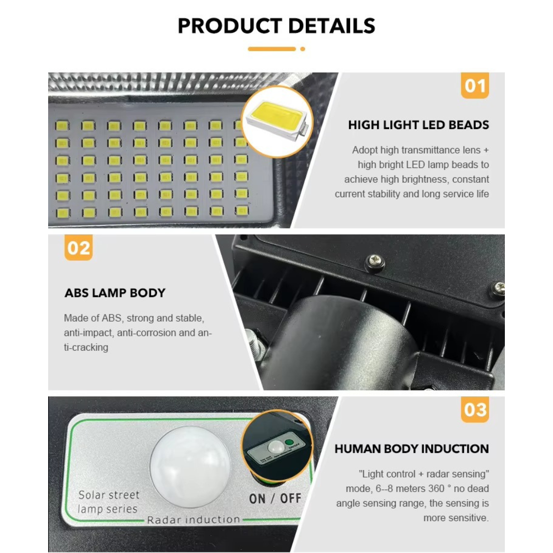 A Series 40W Solar Street Light Motion Sensor IP65 Waterproof LED